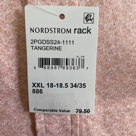 Original Penguin Coral Reef Print Slim Fit, Tangerine/Orange, XXL 18-18 1/2, NWT - Picture 3 of 15